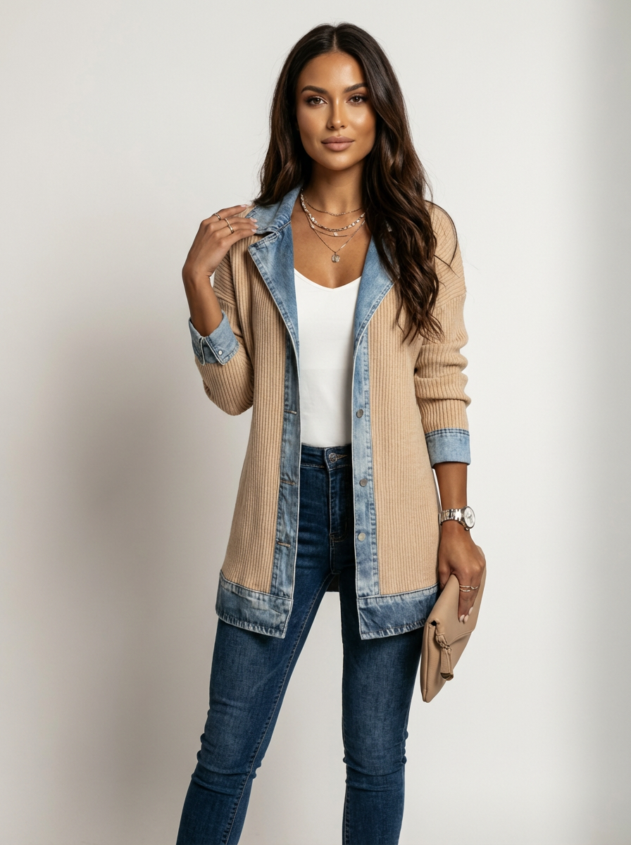 Christina | Chaqueta de punto para mujer estilo vaquero para el día a día – vestido de noche