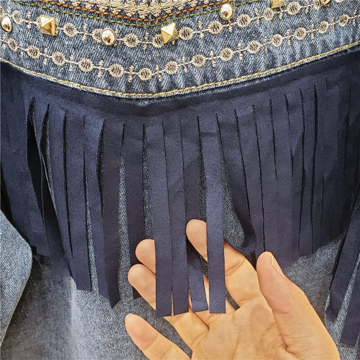 Zoe | Chaqueta de mezclilla para mujer con diseños bordados, estilo de entretiempo