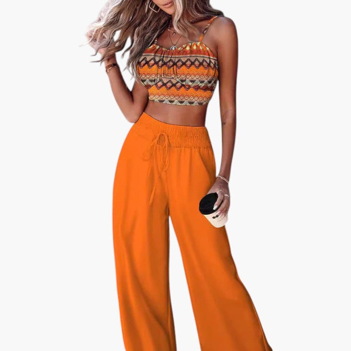Sid | Conjunto de dos piezas para mujer con pantalones anchos de corte holgado