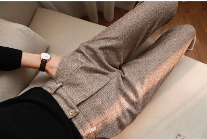 Elaris - Pantalones harem para mujer de lana para otoño e invierno
