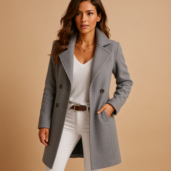 Evy | Elegante abrigo de lana para mujer con doble cierre de botones