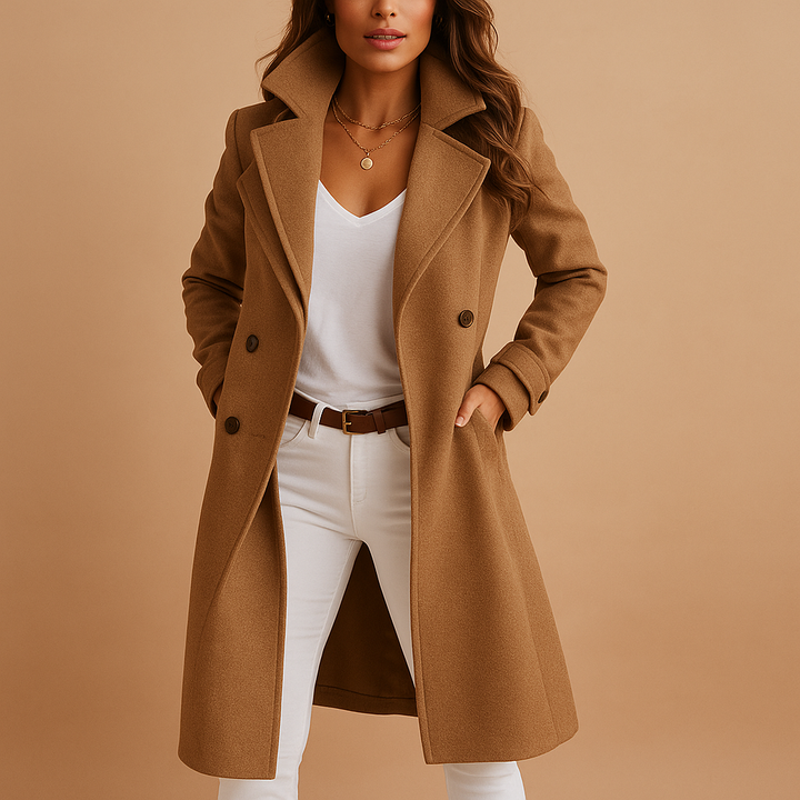 Evy | Elegante abrigo de lana para mujer con doble cierre de botones
