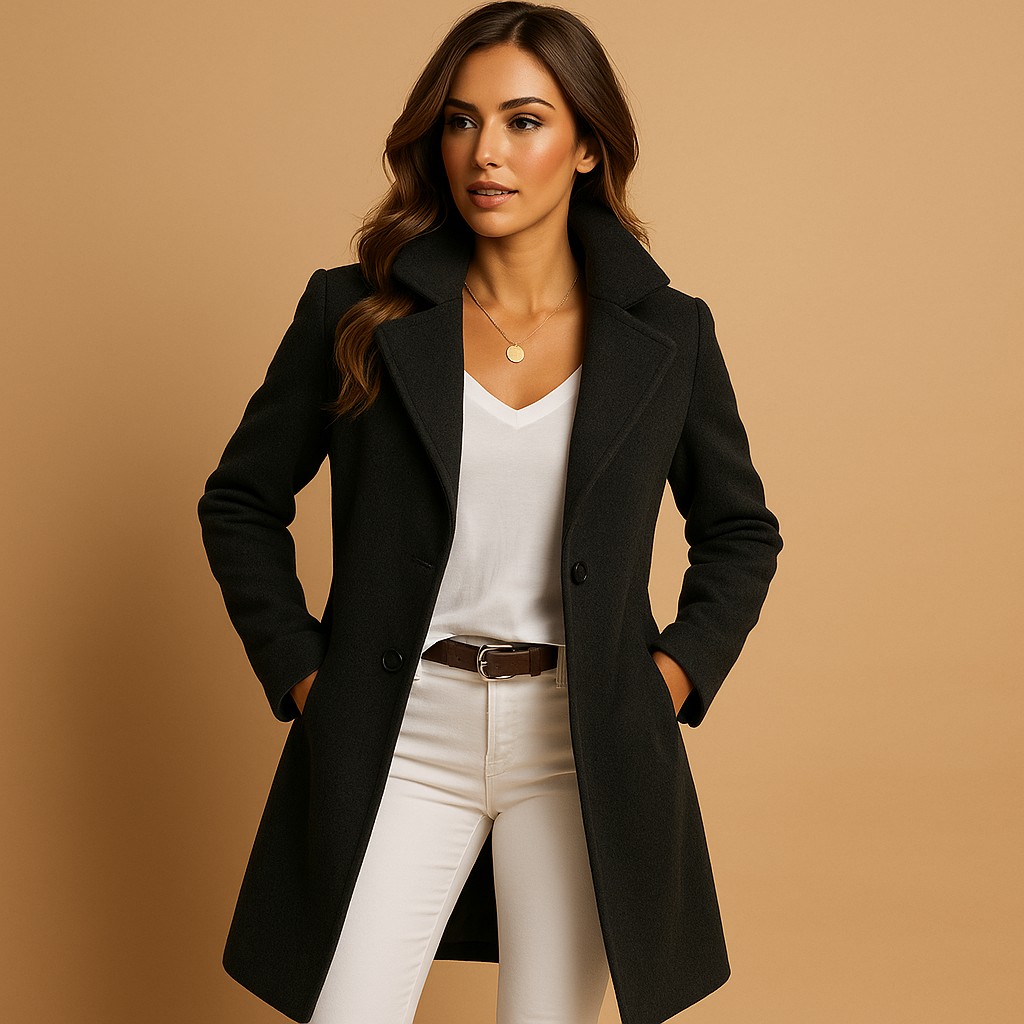 Evy | Elegante abrigo de lana para mujer con doble cierre de botones