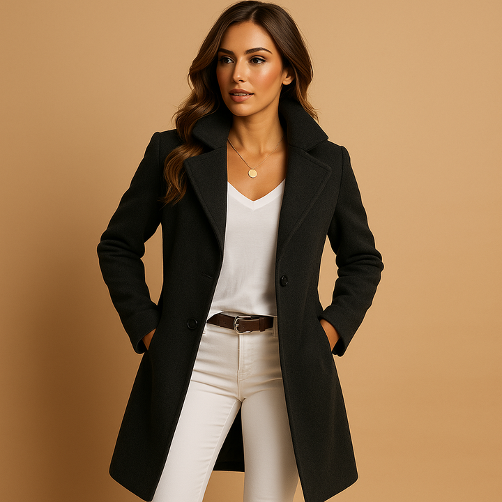 Evy | Elegante abrigo de lana para mujer con doble cierre de botones