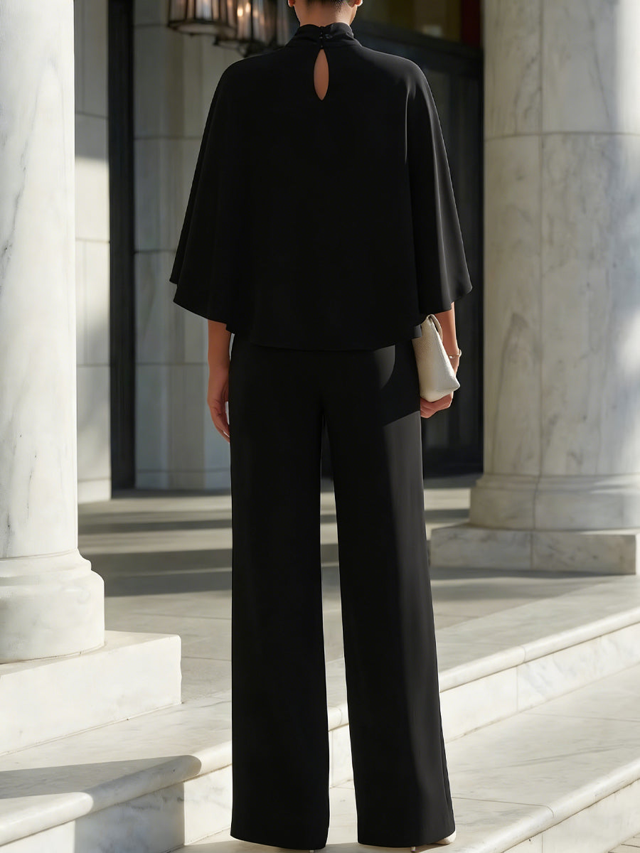 Kristen | Conjunto de mujer blusa con cuello alto y mangas de capa