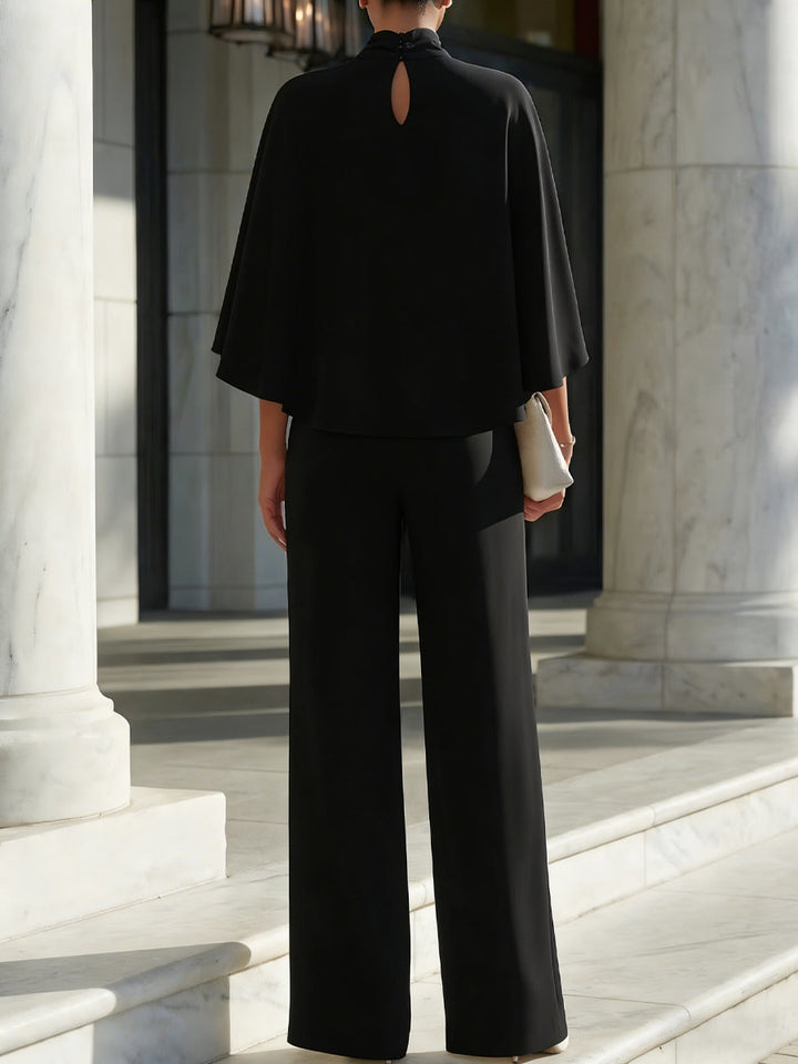 Kristen | Conjunto de mujer blusa con cuello alto y mangas de capa
