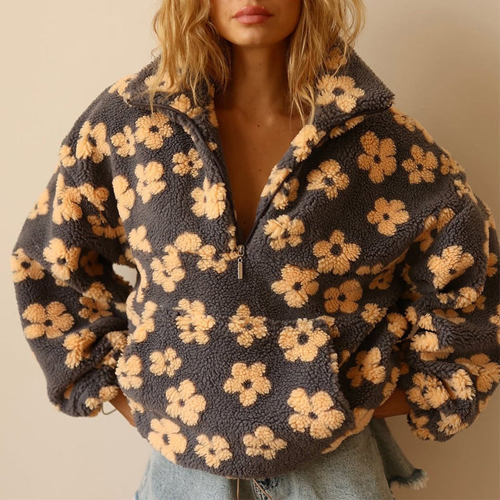 Sofiaa | Sudadera de Polar Acogedora de Invierno con Patrón Floral