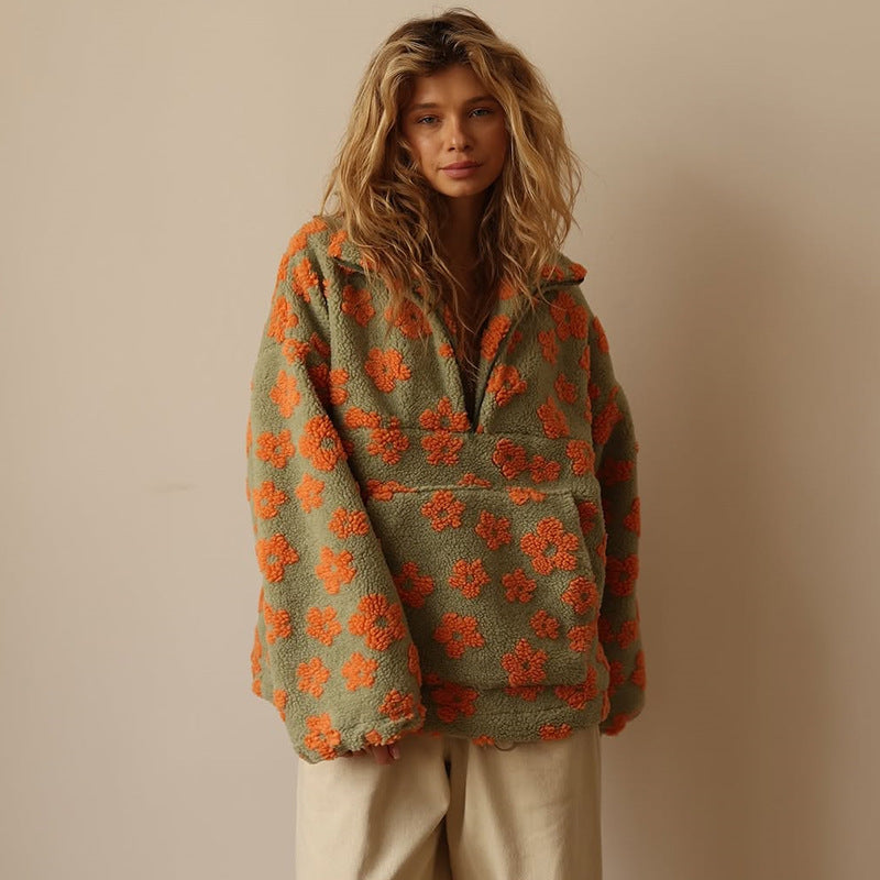Sofiaa | Sudadera de Polar Acogedora de Invierno con Patrón Floral