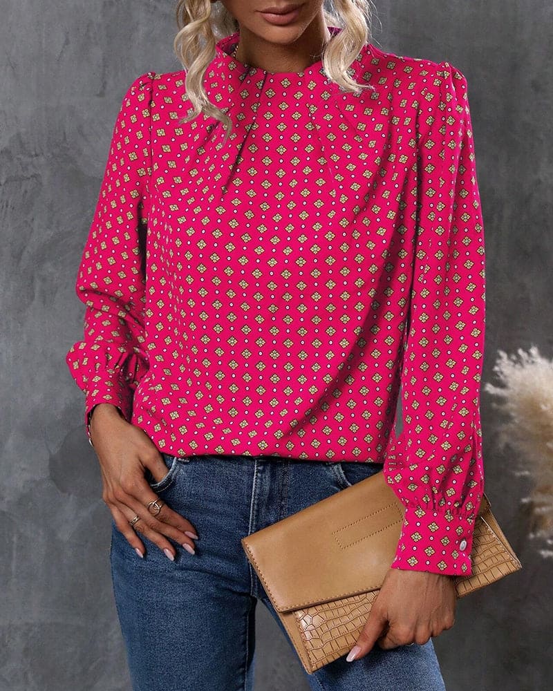 Mehitable | Blusa de mujer de manga larga con estampado - vestido de noche