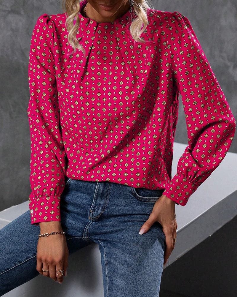 Mehitable | Blusa de mujer de manga larga con estampado - vestido de noche