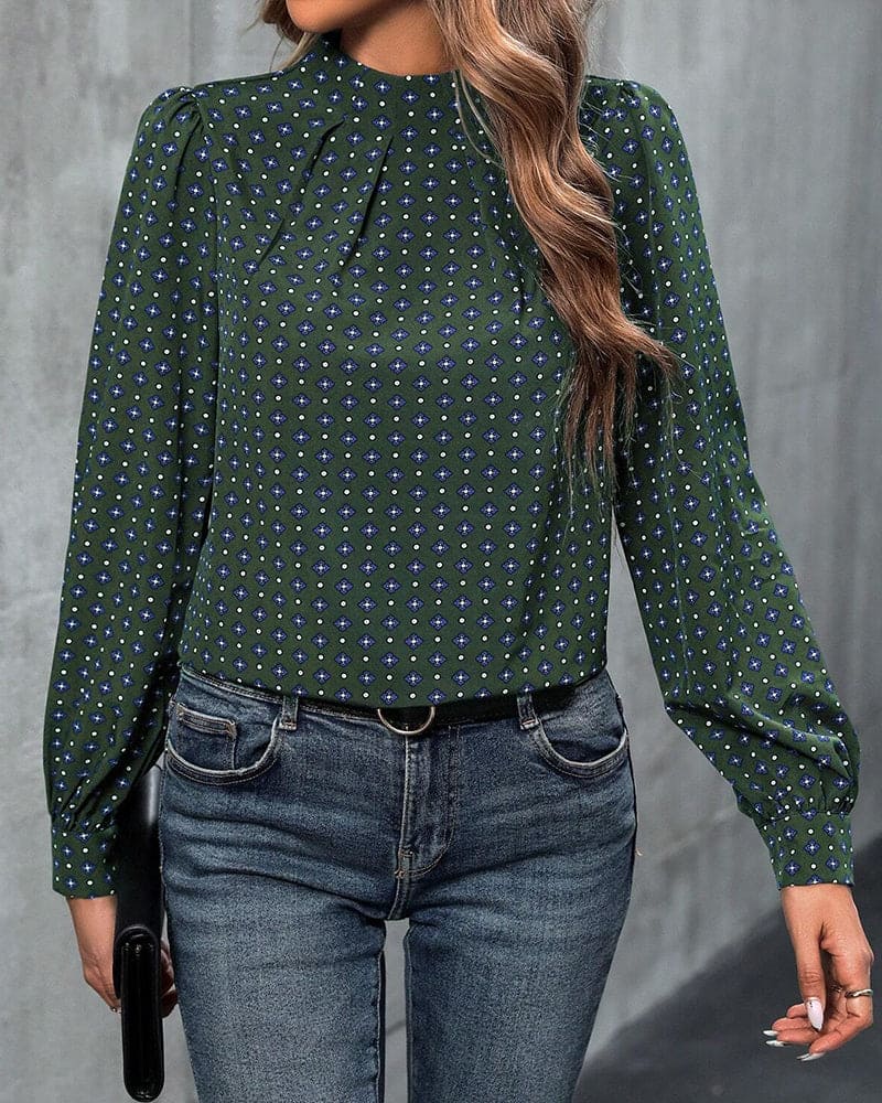 Mehitable | Blusa de mujer de manga larga con estampado - vestido de noche