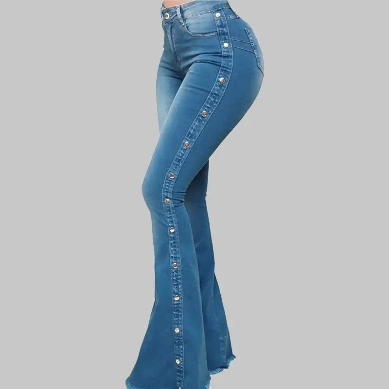 Kristi | Jeans de mujer de tiro alto, ajustados en las caderas, con piernas acampanadas