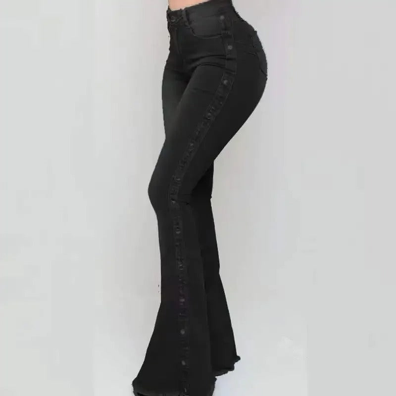Kristi | Jeans de mujer de tiro alto, ajustados en las caderas, con piernas acampanadas