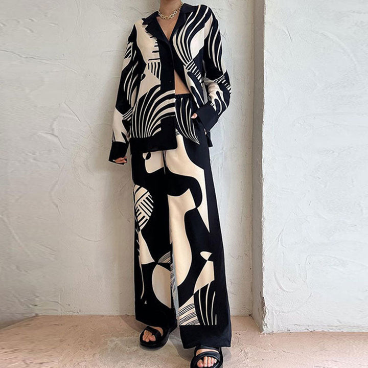 Miranda | Conjunto de 2 piezas para mujer con pantalones y camisa de botones