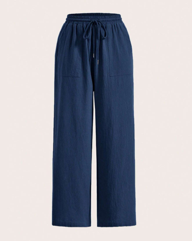 Braden | Pantalones de mujer de algodón y lino con cordón ajustable, corte holgado