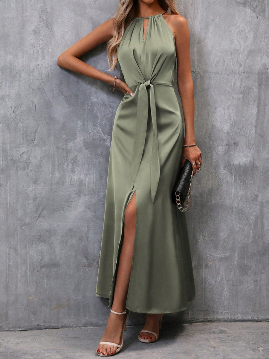 Heather | vestido maxi femenino con elegante abertura y top atado