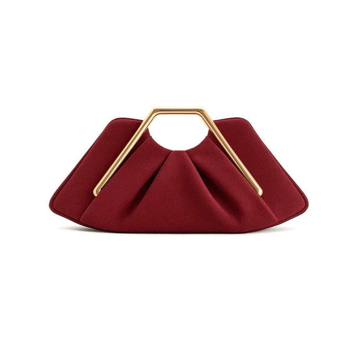 Mildred | Bolso de mano de piel plisada con asa geométrica dorada
