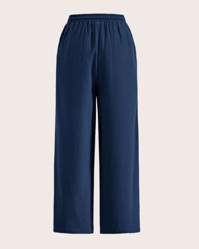 Braden | Pantalones de mujer de algodón y lino con cordón ajustable, corte holgado