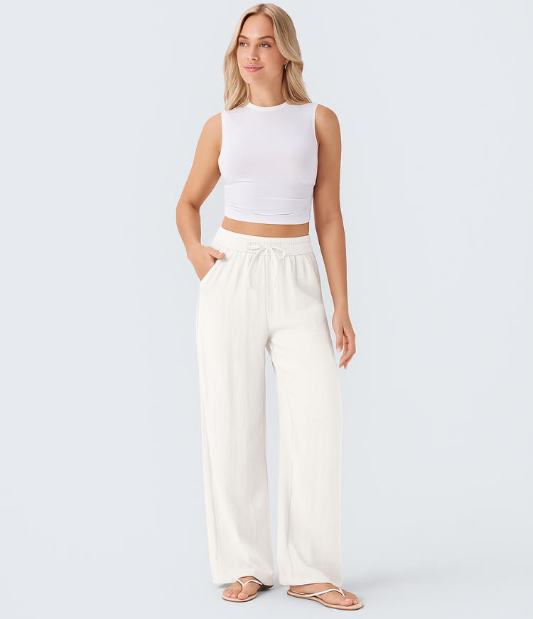 Charlaine | Pantalones de lino cómodos y transpirables con elegantes perneras