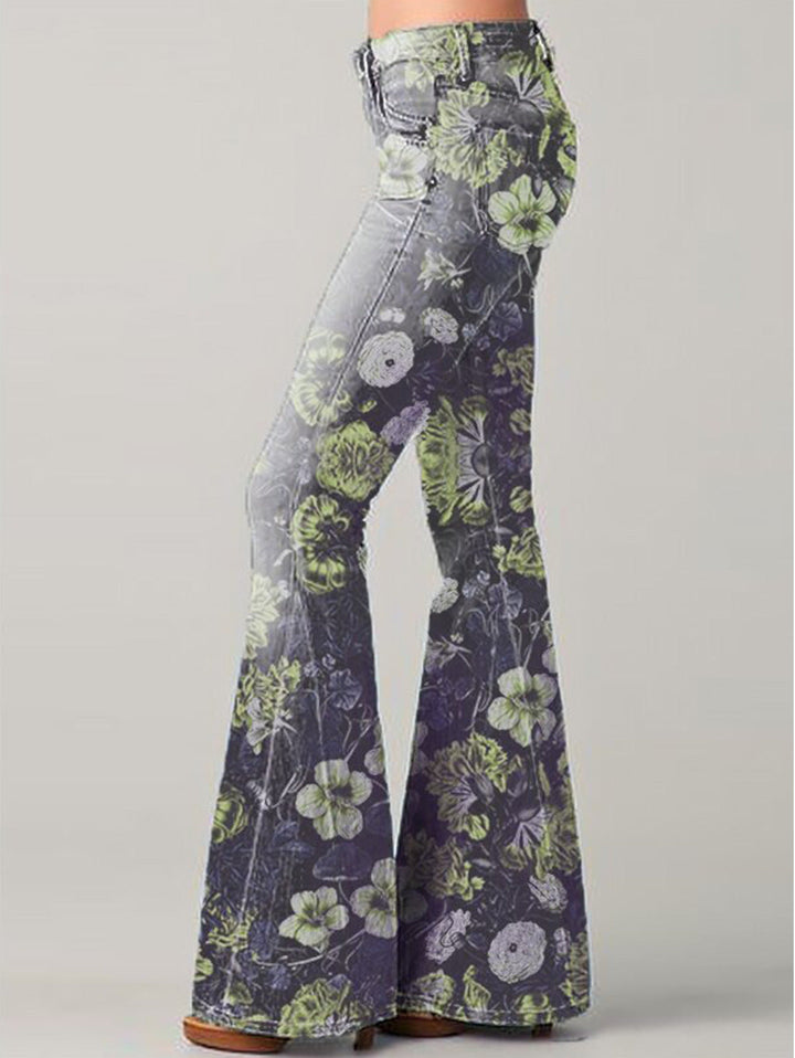 Lunessa - Jeans de Mujer de Campana con Cintura Alta | Estilo Boho Retro