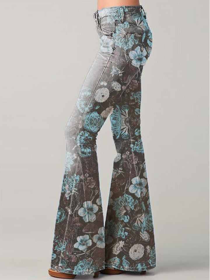 Lunessa - Jeans de Mujer de Campana con Cintura Alta | Estilo Boho Retro