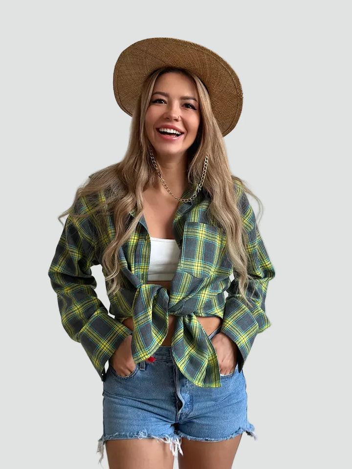 Helen | camisa de mujer de franela oversized a cuadros para otoño