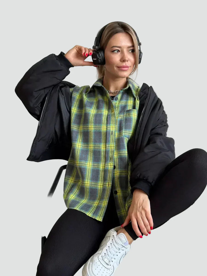 Helen | camisa de mujer de franela oversized a cuadros para otoño