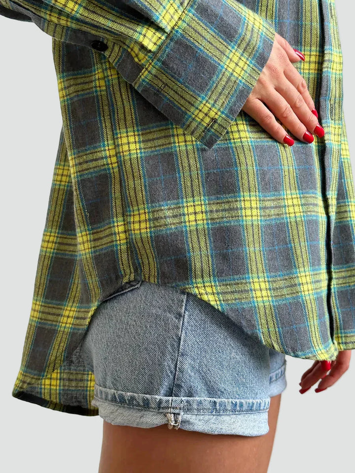 Helen | camisa de mujer de franela oversized a cuadros para otoño