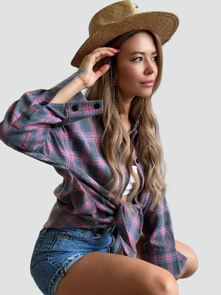 Helen | camisa de mujer de franela oversized a cuadros para otoño