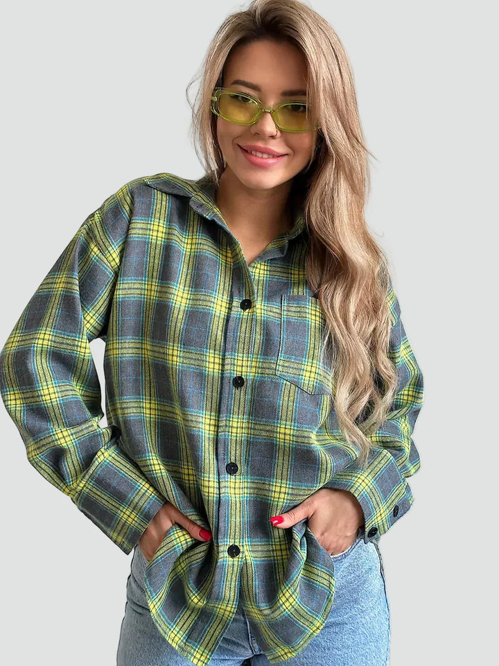 Helen | camisa de mujer de franela oversized a cuadros para otoño