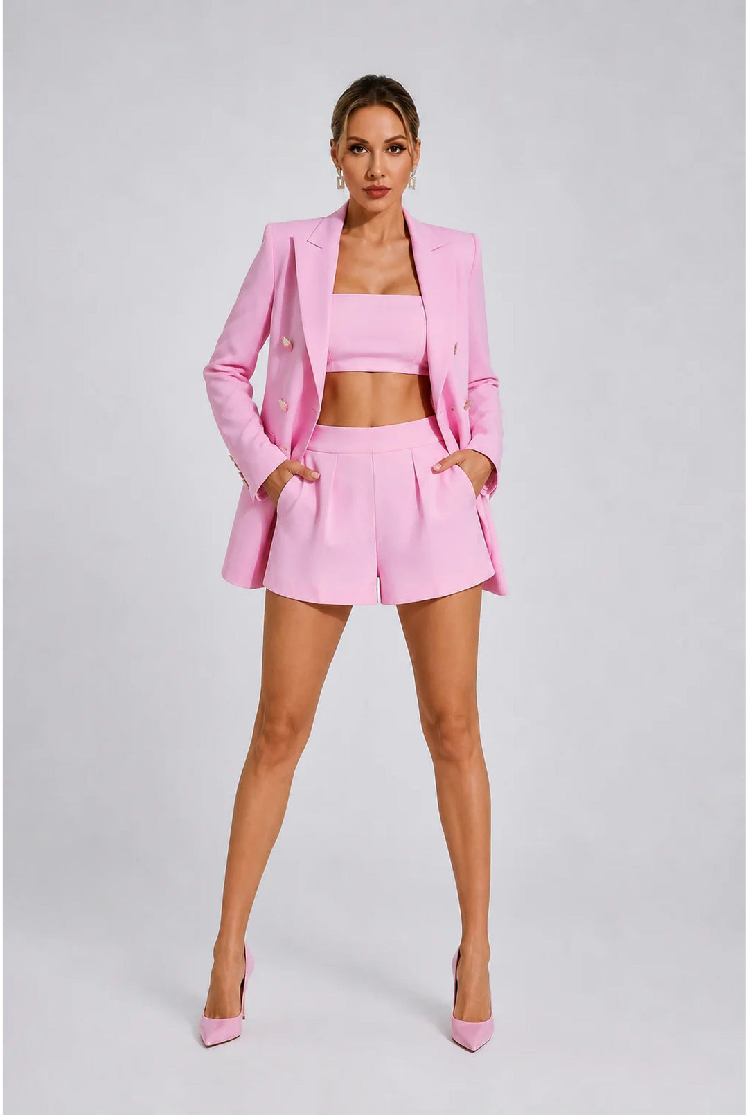Dottie | Blazer ajustado y pantalones cortos de cintura alta – conjunto de noche