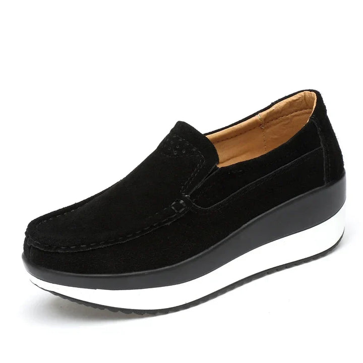 Lunaris - Zapatos ortopédicos de mujer slip-on con cuña – cómodos zapatos de media suela con suela blanda