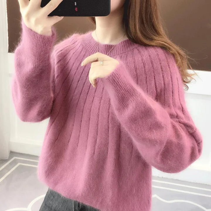 Bianka - Suéter de cachemira para mujer suave, oversize, elegante, de punto acanalado
