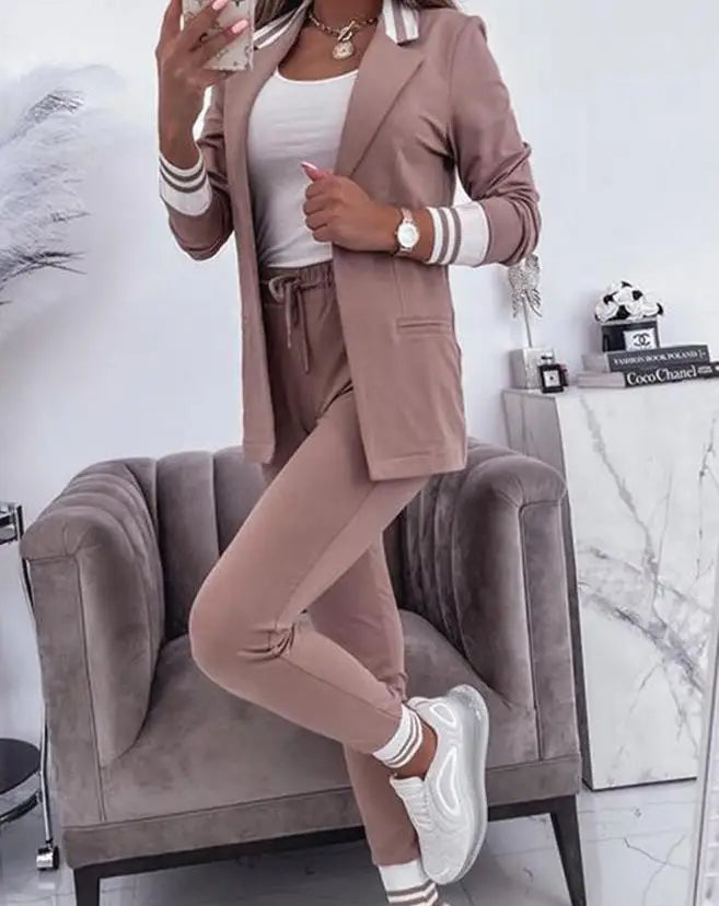 Vionette - Conjunto de chándal femenino de 2 piezas con blazer y pantalones jogger