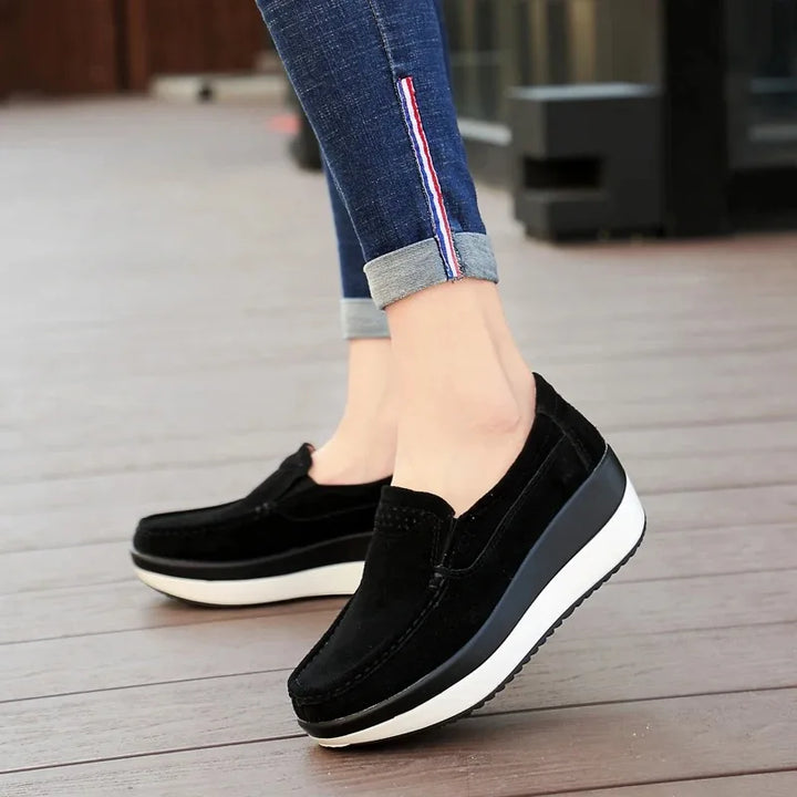 Lunaris - Zapatos ortopédicos de mujer slip-on con cuña – cómodos zapatos de media suela con suela blanda