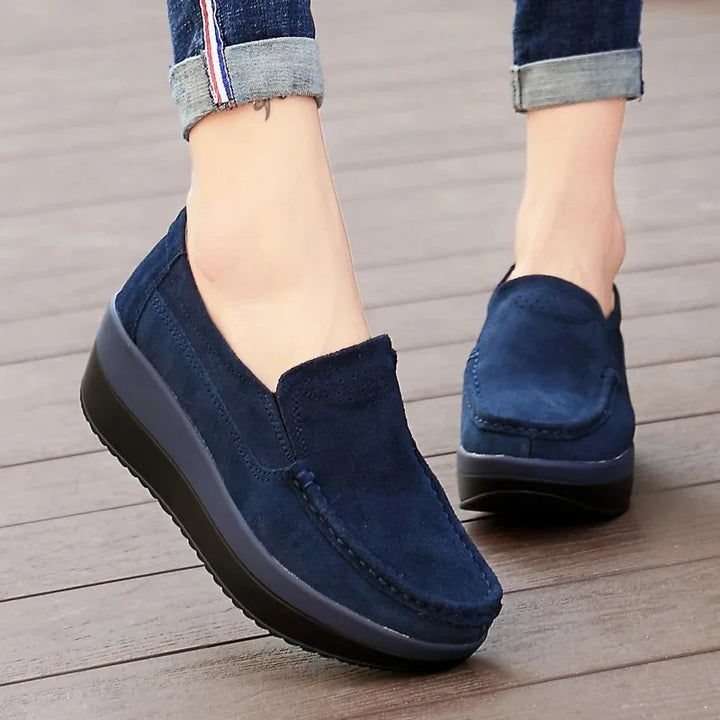 Lunaris - Zapatos ortopédicos de mujer slip-on con cuña – cómodos zapatos de media suela con suela blanda