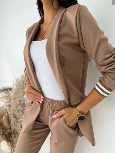Vionette - Conjunto de chándal femenino de 2 piezas con blazer y pantalones jogger