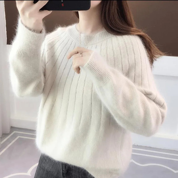 Bianka - Suéter de cachemira para mujer suave, oversize, elegante, de punto acanalado