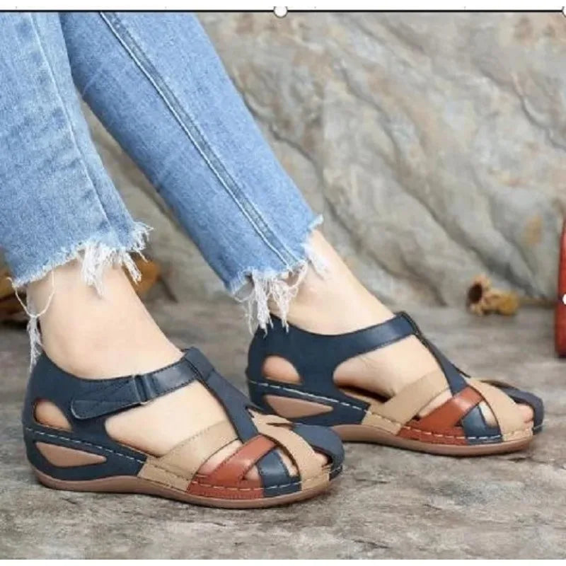 Teodora - Sandalias ortopédicas de cuero para mujeres con correas ajustables