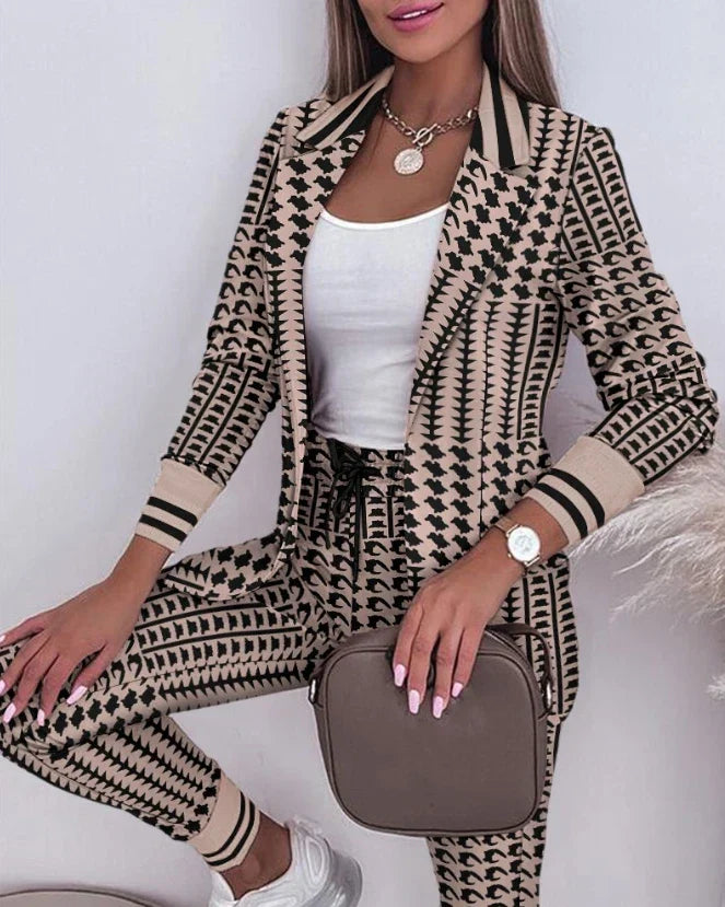 Vionette - Conjunto de chándal femenino de 2 piezas con blazer y pantalones jogger