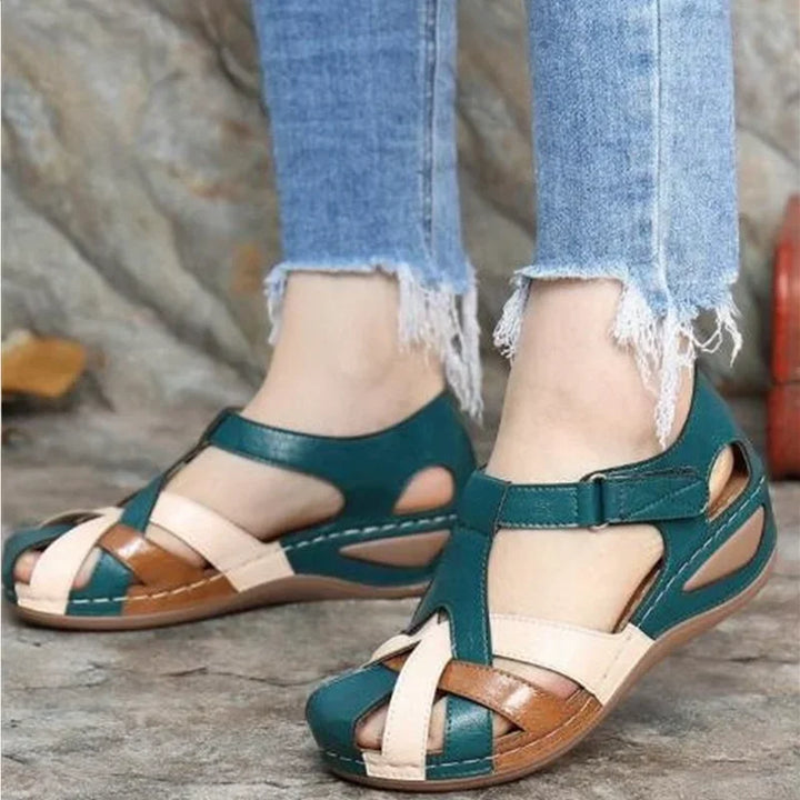 Teodora - Sandalias ortopédicas de cuero para mujeres con correas ajustables