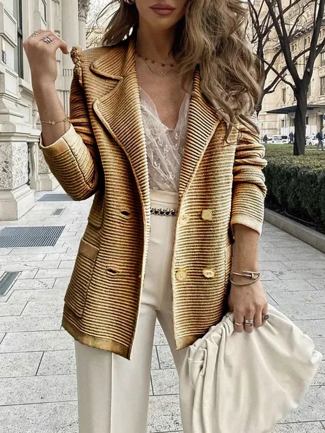 Marquelia - Blazer elegante para mujer con doble cierre de botones