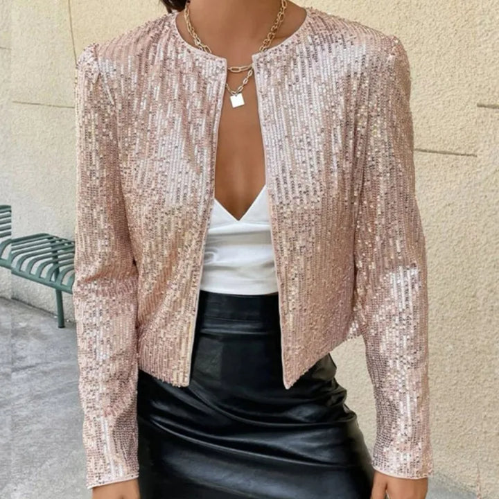 Vespera - Chaqueta de mujer con lentejuelas y manga larga