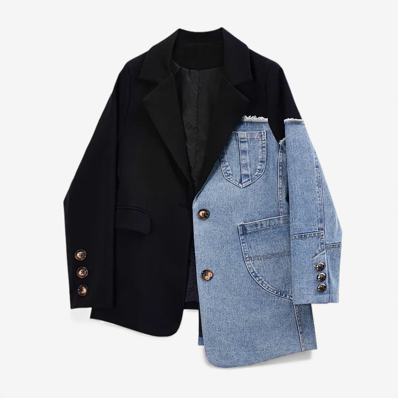 Helena - Chaqueta larga con cuello de solapa y bolsillos