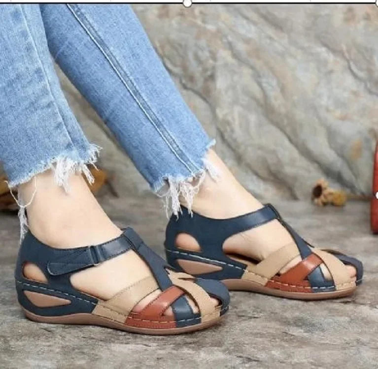 Teodora - Sandalias ortopédicas de cuero para mujeres con correas ajustables