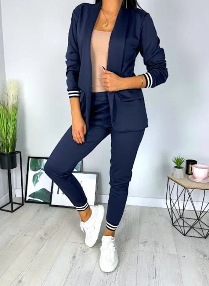 Vionette - Conjunto de chándal femenino de 2 piezas con blazer y pantalones jogger