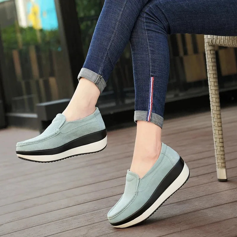 Lunaris - Zapatos ortopédicos de mujer slip-on con cuña – cómodos zapatos de media suela con suela blanda