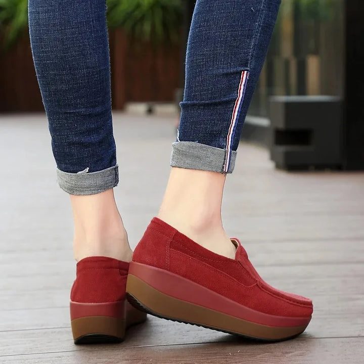 Lunaris - Zapatos ortopédicos de mujer slip-on con cuña – cómodos zapatos de media suela con suela blanda