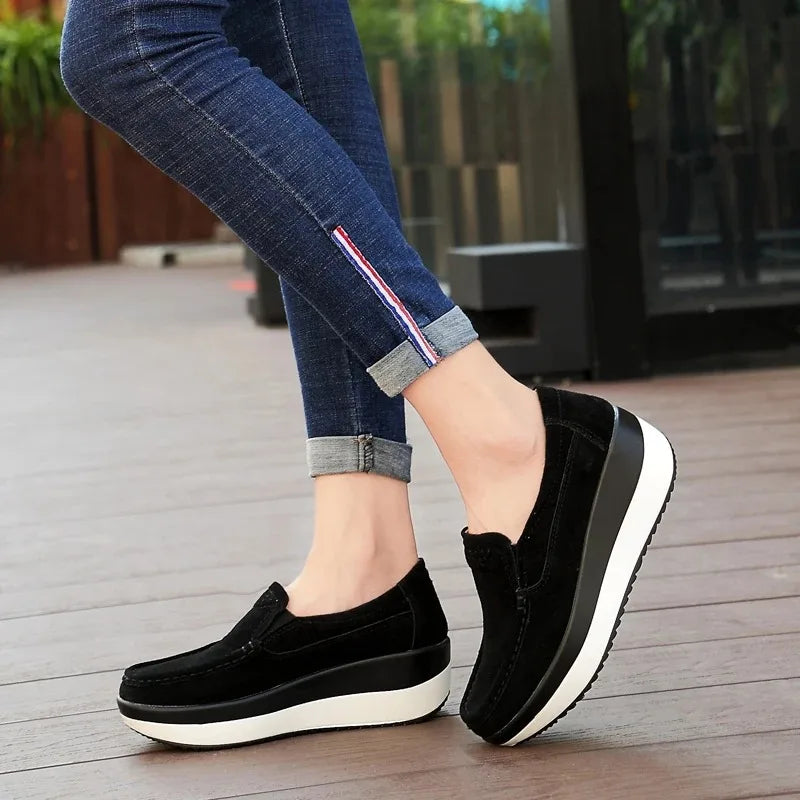Lunaris - Zapatos ortopédicos de mujer slip-on con cuña – cómodos zapatos de media suela con suela blanda