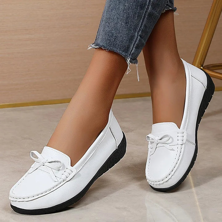 Harper - Mocasines ortopédicos para mujer - zapatos de media altura de cuero con lazo